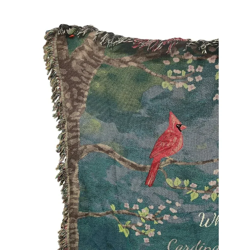 When a Cardinal Appears Tapestry Throw Blanket‎ 50x60 Multi-Color